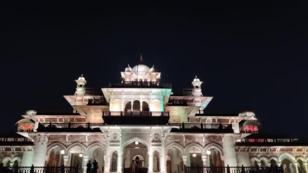 Jaipur India Circa 2023 Footage Albert Hall Museum Shot Night — Vídeos de Stock