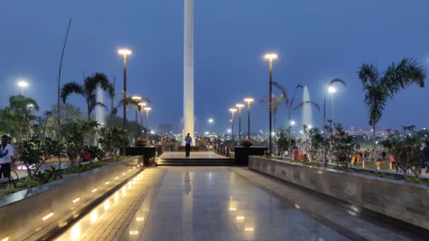 Jaipur Indie Circa 2023 Záběry Cesty Osvětlené Městském Parku Mansarovar — Stock video