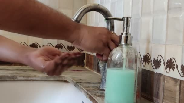 Imágenes Una Persona Lavándose Las Manos Con Jabón Lavado Manos — Vídeo de stock