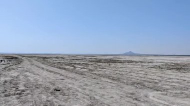 Salt Lake Sambhar Rajasthan Hindistan 'da açık mavi gökyüzünün görüntüsü