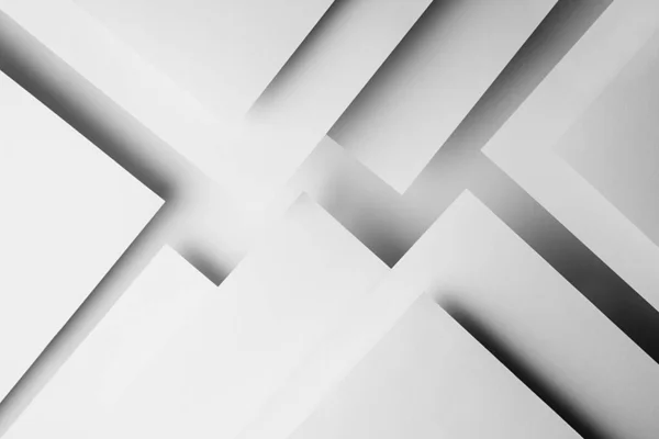 Fond Géométrique Abstrait Blanc Avec Des Feuilles Papier Blanc Élèvent — Photo