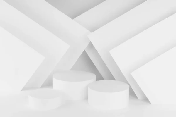 Palco Branco Moda Abstrata Geométrica Apresentações Produtos Cosméticos Mercadorias Desenho — Fotografia de Stock