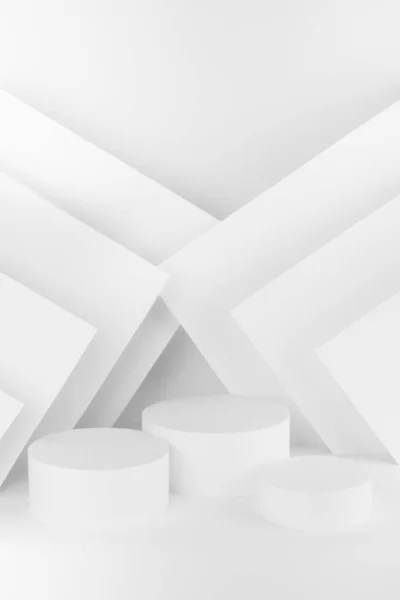 Elegantní Módní Abstraktní Bílé Jeviště Tříválec Podium Mokup Pro Prezentaci — Stock fotografie