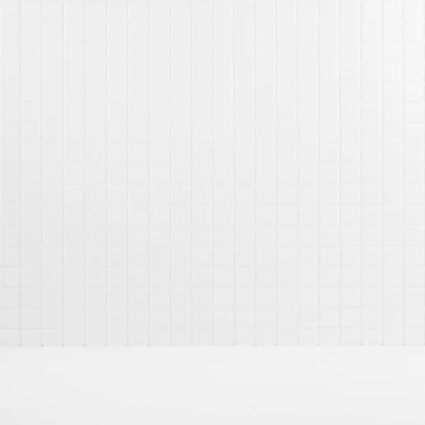 Bílé Abstraktní Prázdné Jeviště Bílou Čtvercovou Dlaždicovou Stěnou Dřevěná Podlaha — Stock fotografie