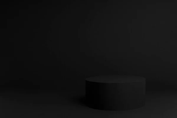 Абстрактная Черная Сцена Одним Круглым Макетом Подиума Презентации Косметической Продукции — стоковое фото