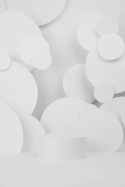 Wit Soft Light Abstract Podium Met Een Cilinder Podium Mockup — Stockfoto