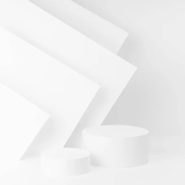 Witte Abstracte Scene Model Moderne Geometrische Eenvoudige Trendy Stijl Twee — Stockfoto