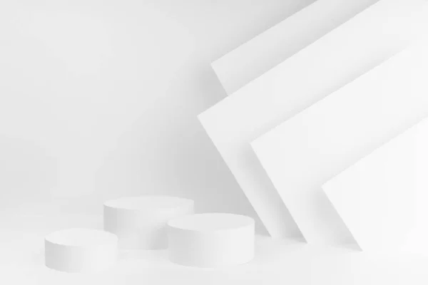 Palco Branco Moda Abstrata Geométrica Para Apresentações Produtos Cosméticos Mercadorias — Fotografia de Stock