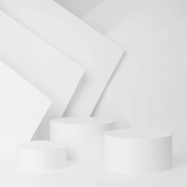 Palco Branco Moda Abstrata Geométrica Apresentações Produtos Cosméticos Mercadorias Desenho — Fotografia de Stock