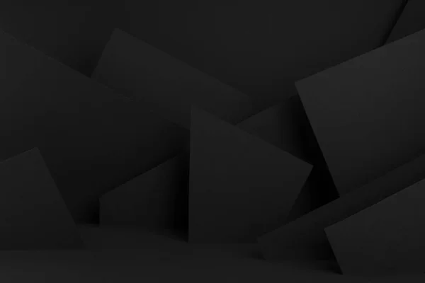 Moderna Maqueta Escenario Negro Oscuro Con Patrón Geométrico Abstracto Esquinas Imagen De Stock