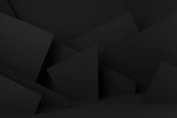 Богатый Черный Макет Сцены Абстрактным Геометрическим Рисунком Углов Многоугольных Форм Лицензионные Стоковые Фото