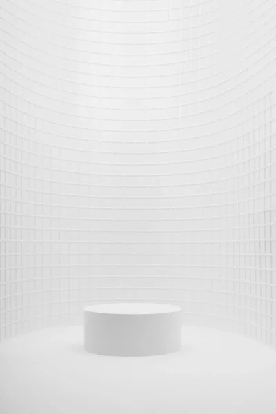 Mockup Estágio Abstrato Branco Como Nicho Curvo Pódio Cilindro Luz — Fotografia de Stock