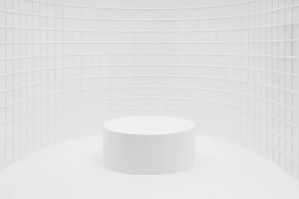 Λευκό Αφηρημένο Στάδιο Mockup Κυρτή Θέση Ένας Κύλινδρος Βάθρο Μαλακό — Φωτογραφία Αρχείου