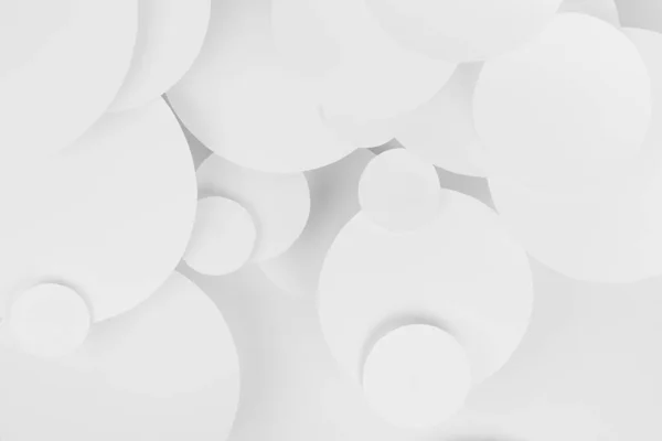 Fundo Abstrato Branco Padrão Círculos Papel Mosca Tamanho Diferente Perspectiva — Fotografia de Stock