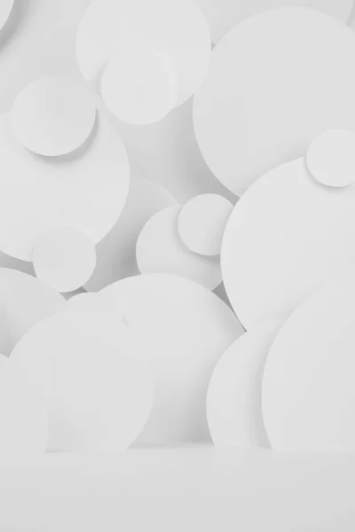 Witte Abstracte Achtergrond Van Vliegen Cirkels Patroon Met Perspectief Vloer — Stockfoto
