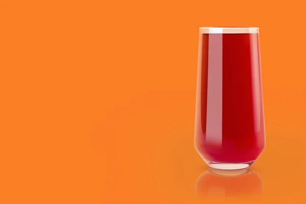 Вишнево Червоний Сік Склі Відображенням Помаранчевому Фоні Копіювання Простору Свіжий — стокове фото