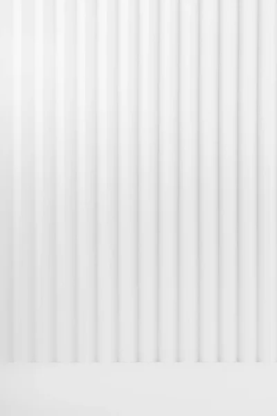 Білий Абстрактний Фон Вертикального Смугастого Візерунка Перспективою Підлога Макет Сцени — стокове фото