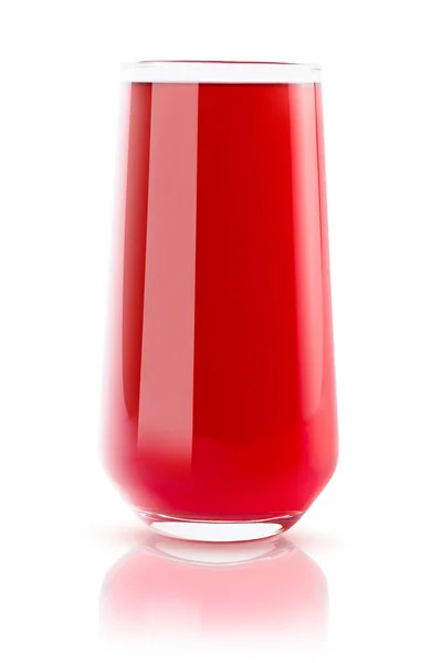 Вишневий Червоний Сік Склі Відображенням Ізольовано Білому Тлі Свіжий Літній — стокове фото