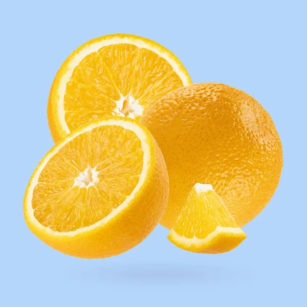 Φωτεινά Πορτοκάλια Closeup Ανύψωση Σύνθεση Τέχνης Ολόκληρο Μισό Κομμάτι Φρούτα — Φωτογραφία Αρχείου