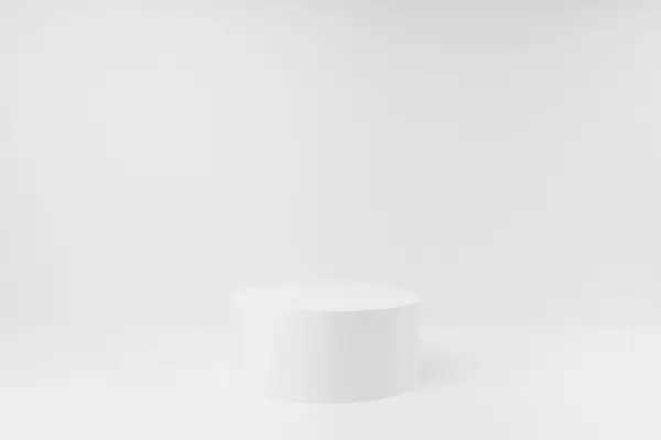 Abstrakcyjna Biała Scena Jednym Okrągłym Podium Jako Makietą Szablon Prezentacji — Zdjęcie stockowe