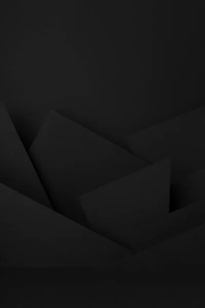 Богатый Черный Макет Сцены Абстрактным Геометрическим Рисунком Углов Многоугольных Форм Стоковое Изображение