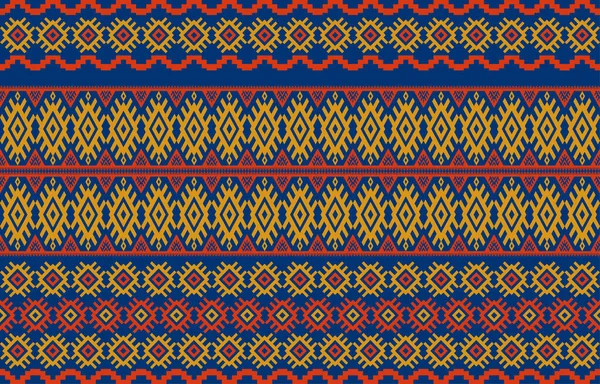 Design Fabric Seamless Geometric Color Yellow Orange Blue Elements Tribal — Stock Vector