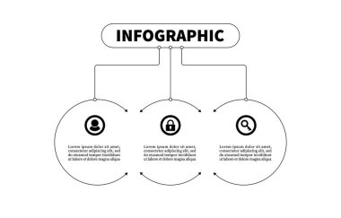 Taslak planlama infografik vektör şablonu üç-element. 3 seçenekli bir sunum işi bilgisi tasarla. Web pankartları, diyagramlar, planlar ve iş akışları için yaratıcı konsept planlaması.