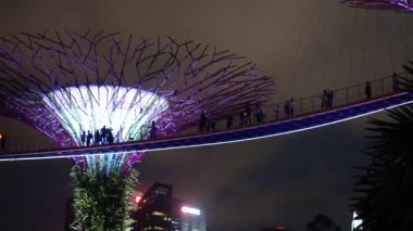 Singapur 10 Haziran 2022 gece körfez kenarındaki Gardens 'ta ışıklandırma. ,