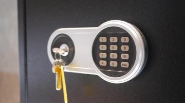 Safe dial lock close up background. High quality photo
