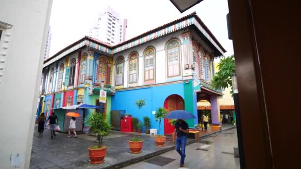 Singapur Malá Indie Červen 2022 Ulice Pohled Barevné Fasády Budov — Stock video