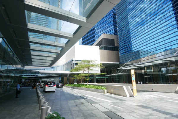 stock image  low angle view of singapore modern city buildings, marina bay financial center buildings 