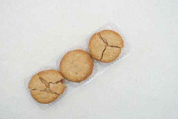 Perto Biscoitos Queijo Empacotador Mesa — Fotografia de Stock