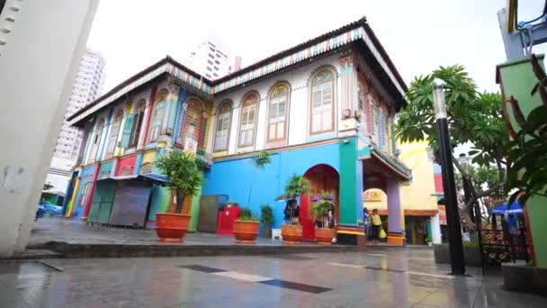 Singapore Puțin India Iunie 2022 Vedere Stradă Clădirilor Fațadă Colorate — Videoclip de stoc