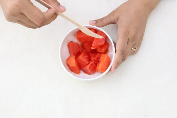 Von Oben Frauen Essen Esser Melone — Stockfoto
