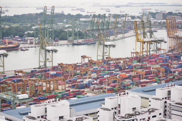 Singapore Habourfront May 2022 Top View Loading Many Containers — Stock Photo, Image