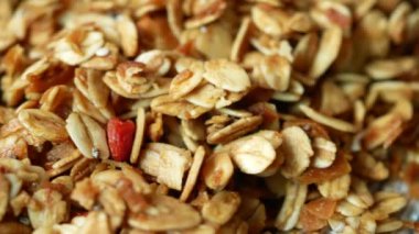 detail shot of granola Musli in a bowl
