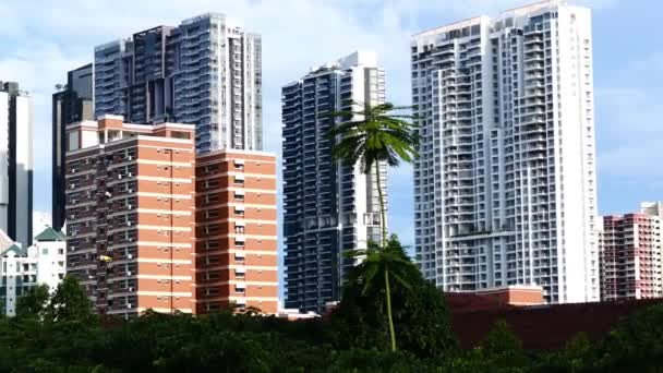 Arial Widok Singapore Miasta Budynków Słoneczny Dzień — Wideo stockowe