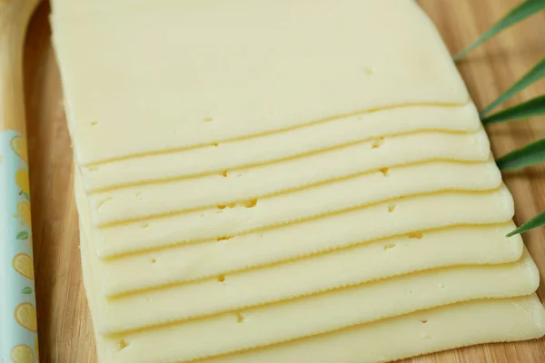 Stack Slices Cheese Yellow Close — Stock Photo, Image