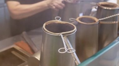 making a cup of tea at local store at singapore ,