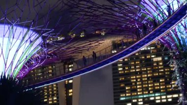 Singapur 10 Haziran 2022 gece körfez kenarındaki Gardens 'ta ışıklandırma. ,