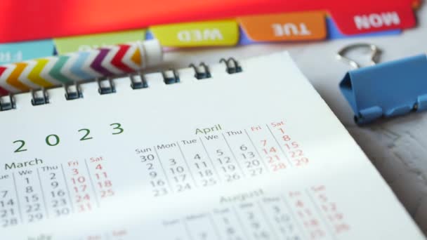2023 Kalender Kontoret Skrivbord — Stockvideo
