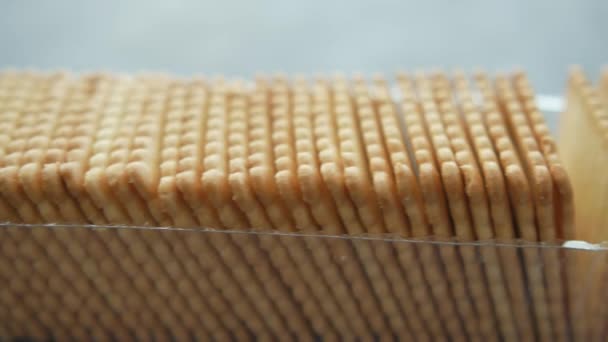 Крупним Планом Печиво Пластиковій Упаковці Столі — стокове відео