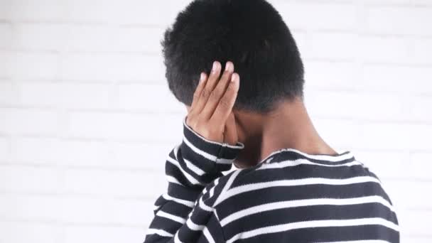 Teenage Boy Having Ear Pain Touching His Painful Ear — Video Stock