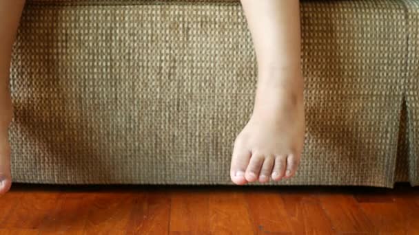 Close Years Old Child Dry Feet Bed — Video