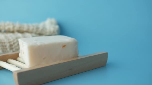 Homemade Natural Soap Bar Black Background — Stock Video