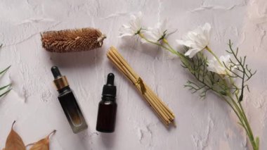  Okaliptüs, cam bir şişede yeşil yapraklı gerekli yağlar.,