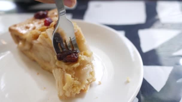 Jumătate Mâncat Felie Tort Plăcintă Mere — Videoclip de stoc