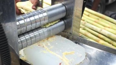 Şeker kamışı suyu yapımında kullanılan şeker kamışı. .