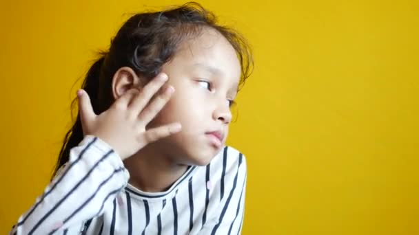 Child Girl Having Ear Pain Touching His Painful Ear — Video Stock