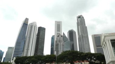 Singapore, marina bay 1st june 2022. low angle view of ocean financial center ,